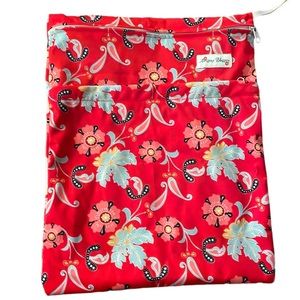 Awesome Blossom Bag Travel Intimates Red Blue Floral Zip Double Pouch Lingerie